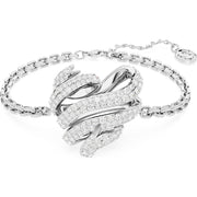 Swarovski Volta Rhodium Plated White Crystal Heart Bracelet 5652789
