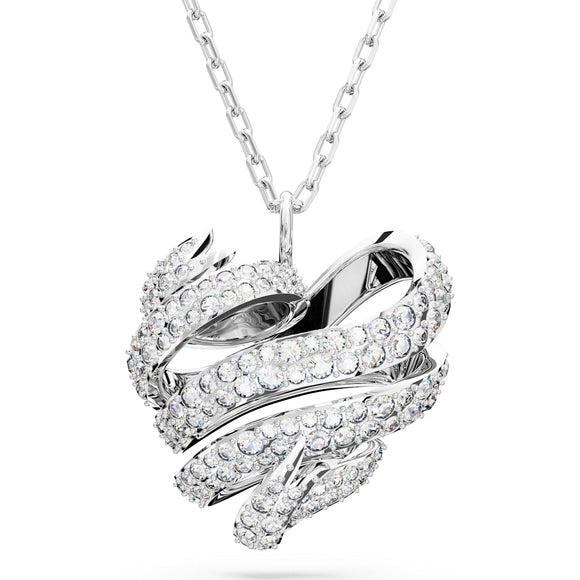 Swarovski Volta Rhodium Plated White Crystal Small Heart Necklace 5647584