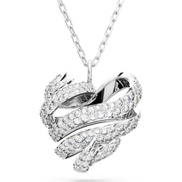 Swarovski Volta Rhodium Plated White Crystal Small Heart Necklace 5647584