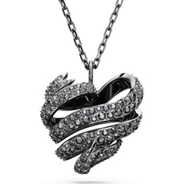 Swarovski Volta Ruthenium Plated Black Crystal Heart Necklace 5662491
