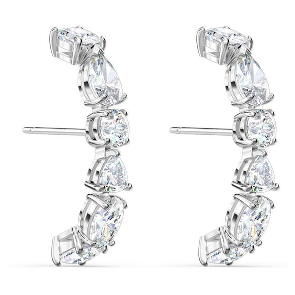 Swarovski Tennis Deluxe White Rhodium Plated Mixed Cuff Earrings 5563322