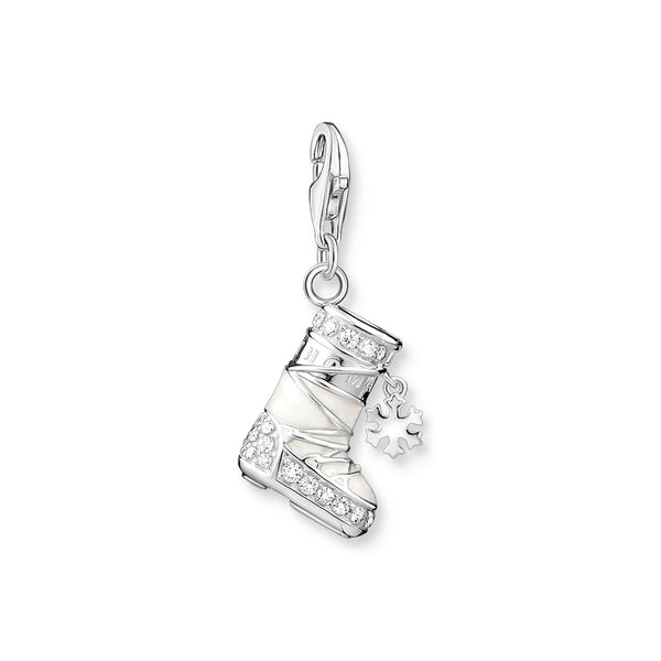 Thomas Sabo Charm Club Sterling Silver Snowshoe White Stones Charm, 1904-041-14.