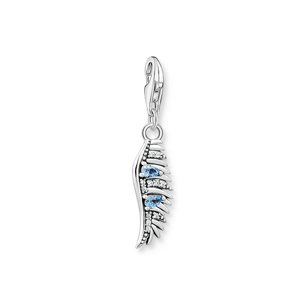 Thomas Sabo Charm Club Sterling Silver Phoenix Feather Blue Stones Charm, 1905-644-1.