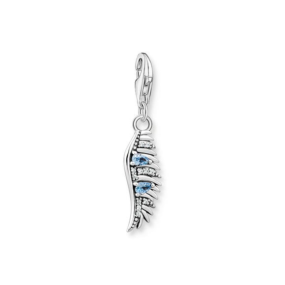 Thomas Sabo Charm Club Sterling Silver Phoenix Feather Blue Stones Charm, 1905-644-1.