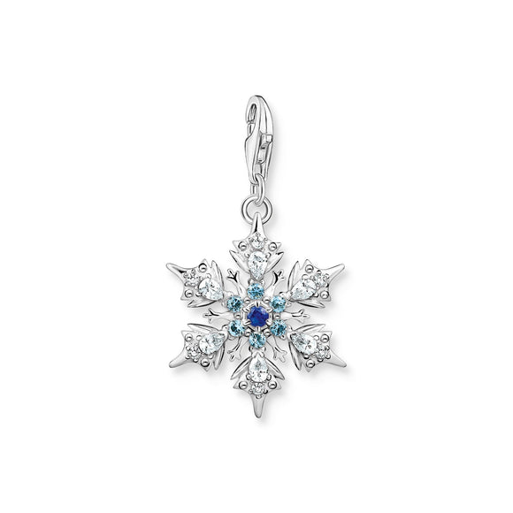 Thomas Sabo Charm Club Sterling Silver Snowflake Blue Stones Charm, 1901-129-7.