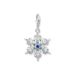 Thomas Sabo Charm Club Sterling Silver Snowflake Blue Stones Charm, 1901-129-7.