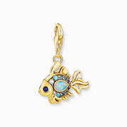 Thomas Sabo Charm Club Gold Plated Sterling Silver Colourful Fish Charm, 1921-959-7.