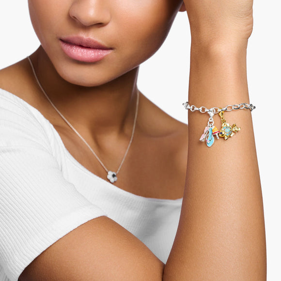 Thomas Sabo Charm Club Gold Plated Sterling Silver Colourful Fish Charm