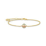 Thomas Sabo Charm Club Gold Plated Sterling Silver Colourful Peace Bracelet, A2083-488-7-L19V.