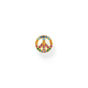Thomas Sabo Charm Club Gold Plated Sterling Silver Colourful Peace Single Stud Earring, H2218-488-7.