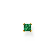 Thomas Sabo Charm Club Gold Plated Sterling Silver Green Stone Single Stud Earring, H2233-472-6.