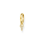 Thomas Sabo Charm Club Yellow Gold Plated Sterling Silver Key Pendant Hoop Earring, CR701-414-14.