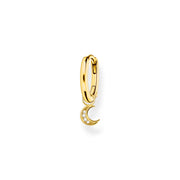 Thomas Sabo Charm Club Gold Plated Sterling Silver Moon Pendant Hoop Earring, CR708-414-14.