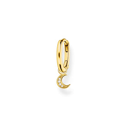 Thomas Sabo Charm Club Gold Plated Sterling Silver Moon Pendant Hoop Earring, CR708-414-14.