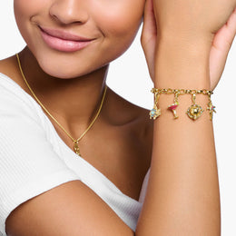 Thomas Sabo Charm Club Gold Plated Sterling Silver Red Cocktail Charm