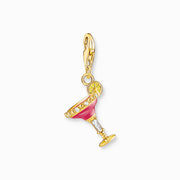Thomas Sabo Charm Club Gold Plated Sterling Silver Red Cocktail Charm, 1931-565-9.