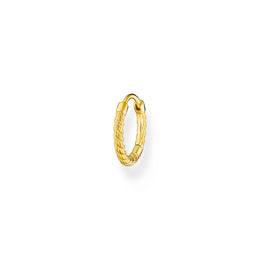 Thomas Sabo Charm Club Gold Plated Sterling Silver Rope Single Hoop Earring, CR694-413-39.