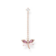 Thomas Sabo Charm Club Rose Gold Plated Sterling Silver Dragonfly Single Drop Earring, H2187-321-7.