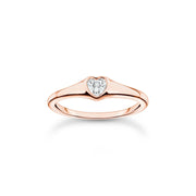 Thomas Sabo Charm Club Rose Gold Plated Sterling Silver Heart Ring, TR2390-416-14