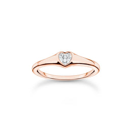 Thomas Sabo Charm Club Rose Gold Plated Sterling Silver Heart Ring, TR2390-416-14
