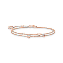 Thomas Sabo Charm Club Rose Gold Plated Sterling Silver Hearts Bracelet, A2057-416-14-L19V.