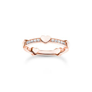 Thomas Sabo Charm Club Rose Gold Plated Sterling Silver Hearts Ring, TR2391-416-14