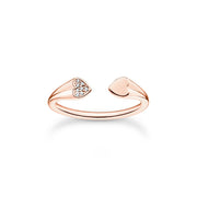 Thomas Sabo Charm Club Rose Gold Plated Sterling Silver Hearts Ring, TR2392-416-14