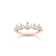 Thomas Sabo Charm Club Rose Gold Plated Sterling Silver Ice Crystals Ring, TR2415-416-14