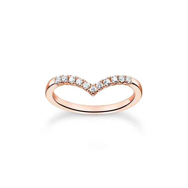Thomas Sabo Charm Club Rose Gold Plated Sterling Silver V-Shape Ring, TR2394-416-14