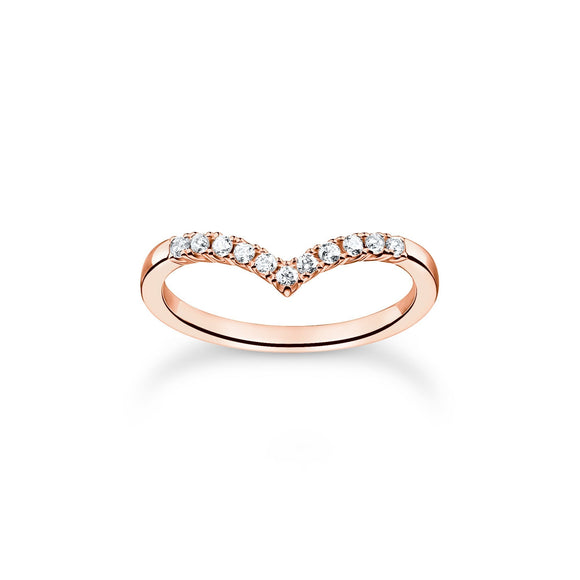 Thomas Sabo Charm Club Rose Gold Plated Sterling Silver V-Shape Ring, TR2394-416-14