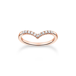 Thomas Sabo Charm Club Rose Gold Plated Sterling Silver V-Shape Ring, TR2394-416-14