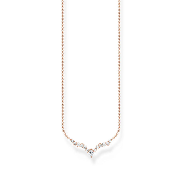 Thomas Sabo Charm Club Rose Gold Sterling Silver Ice Crystals Necklace, KE2172-416-14-L45V.