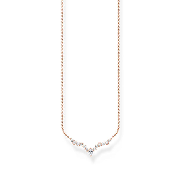 Thomas Sabo Charm Club Rose Gold Sterling Silver Ice Crystals Necklace, KE2172-416-14-L45V.
