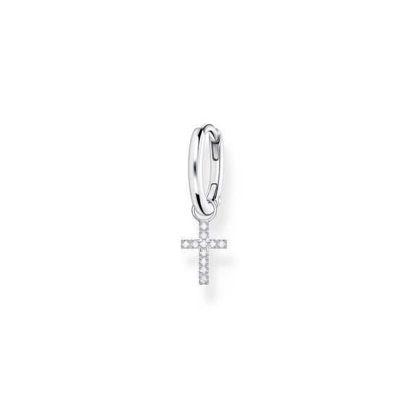 Thomas Sabo Charm Club Sterling Silver Cross Pendant Hoop Earring, CR709-051-14.