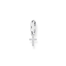 Thomas Sabo Charm Club Sterling Silver Cross Pendant Hoop Earring, CR709-051-14.