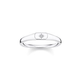 Thomas Sabo Charm Club Sterling Silver CZ Star Engraved Ring, TR2314-051-14-48.