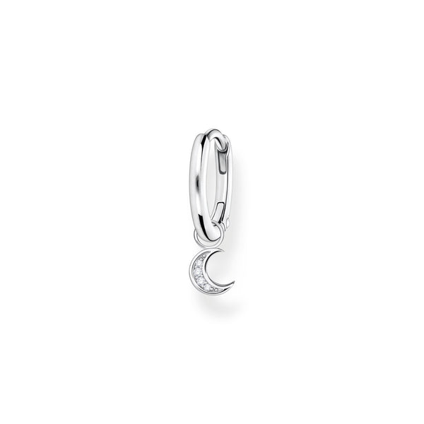Thomas Sabo Charm Club Sterling Silver Moon Pendant Hoop Earring, CR708-051-14.