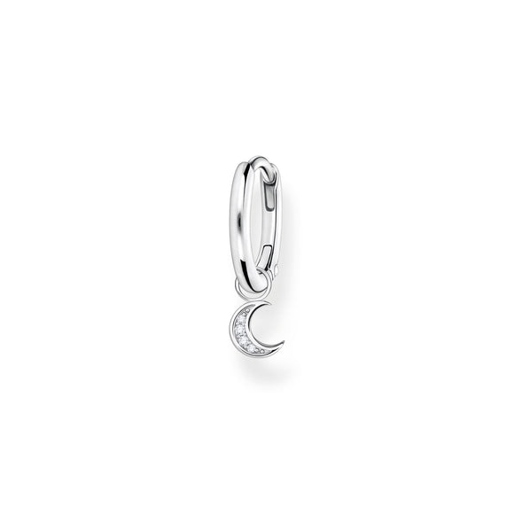 Thomas Sabo Charm Club Sterling Silver Moon Pendant Hoop Earring, CR708-051-14.
