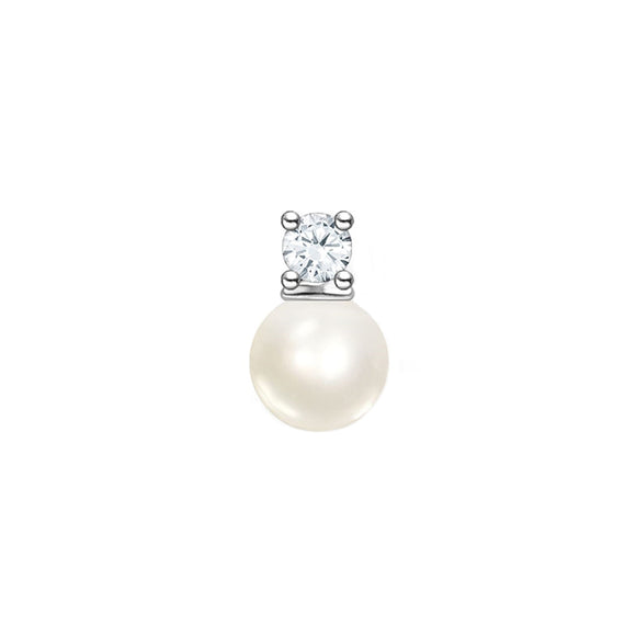 Thomas Sabo Charm Club Sterling Silver Pearl and White Stone Single Stud Earring