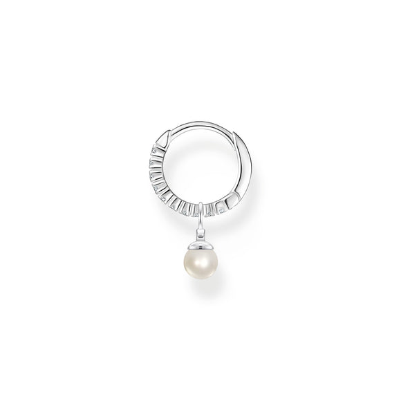 Thomas Sabo Charm Club Sterling Silver Pearl Pendant Hoop Earring, CR702-167-14_2.