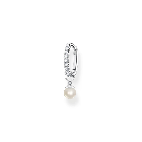 Thomas Sabo Charm Club Sterling Silver Pearl Pendant Hoop Earring, CR702-167-14.