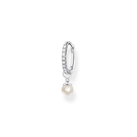 Thomas Sabo Charm Club Sterling Silver Pearl Pendant Hoop Earring, CR702-167-14.