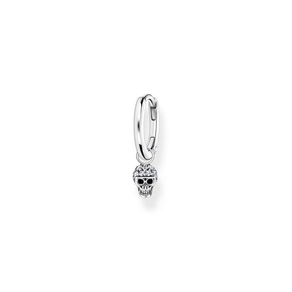 Thomas Sabo Charm Club Sterling Silver Skull Pendant Hoop Earring, CR706-643-14.