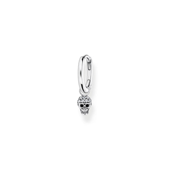 Thomas Sabo Charm Club Sterling Silver Skull Pendant Hoop Earring, CR706-643-14.