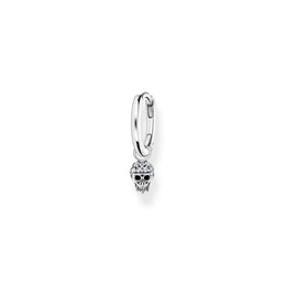 Thomas Sabo Charm Club Sterling Silver Skull Pendant Hoop Earring, CR706-643-14.