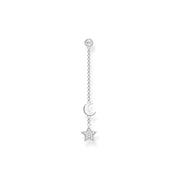 Thomas Sabo Charm Club Sterling Silver Star and Moon Single Drop Earring, H2151-051-14.