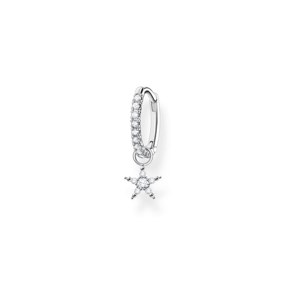 Thomas Sabo Charm Club Sterling Silver Star Pendant Hoop Earring, CR707-051-14.