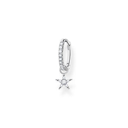 Thomas Sabo Charm Club Sterling Silver Star Pendant Hoop Earring, CR707-051-14.