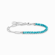 Thomas Sabo Charm Club Sterling Silver Turquoise Bead Chain Charm Bracelet, A2099-404-17-L17.