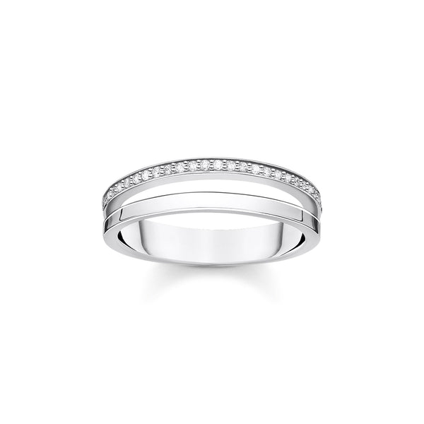Thomas Sabo Charm Club Sterling Silver White CZ Open Ring, TR2316-051-14-48.